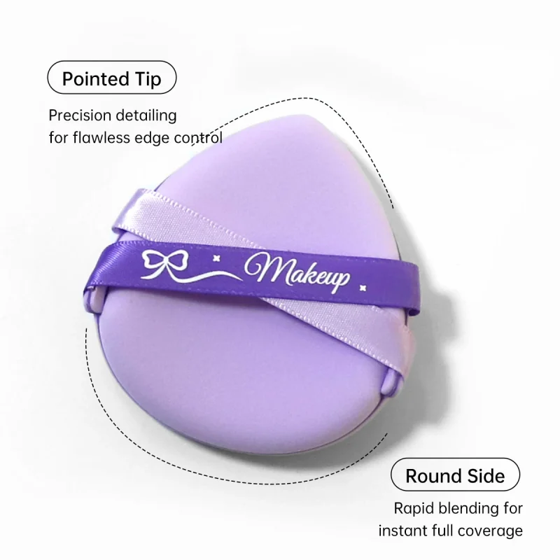 2 + 1 Purple Dual-side Dual Ribbon  Cushion Puff Bundle with A Case- BMS-195 - Image 3