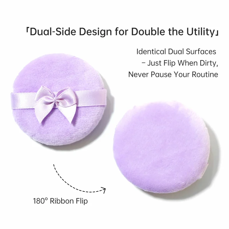 2 + 1 Purple Dual-side Bow Ribbon Velour Puff Bundle with A Case- BMS-196 - Image 4