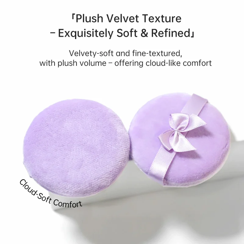 2 + 1 Purple Dual-side Bow Ribbon Velour Puff Bundle with A Case- BMS-196 - Image 3