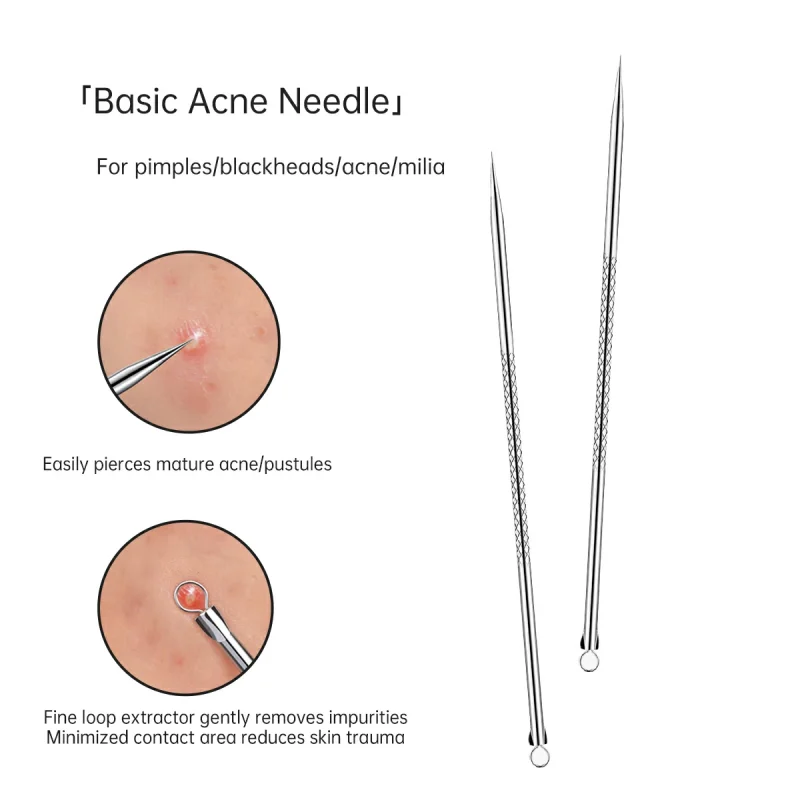 3+1 Acne-Blackhead-Pimple-Comedone Extraction Tool Kit With Leather Case-BMS-166 - Image 5