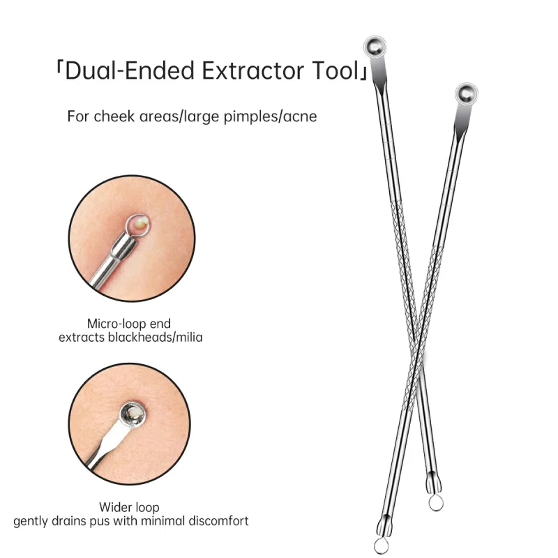 3+1 Acne-Blackhead-Pimple-Comedone Extraction Tool Kit With Leather Case-BMS-166 - Image 3