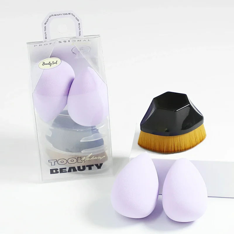 2 + 1 Blending Sponge Plus Powder Brush-Base Makeup Kit- BMS-313