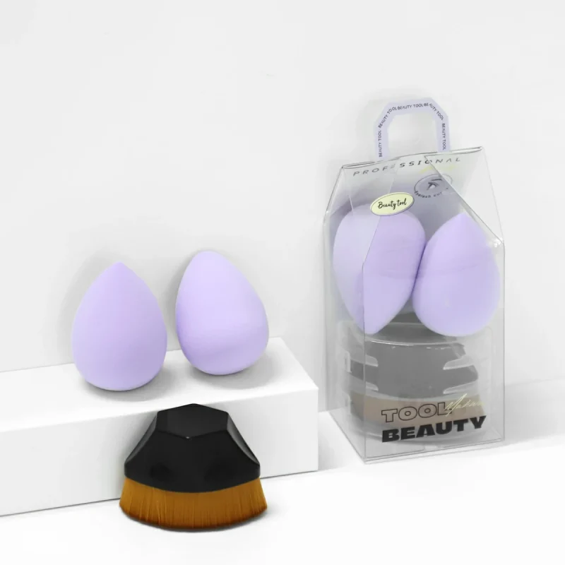 2 + 1 Blending Sponge Plus Powder Brush-Base Makeup Kit- BMS-313 - Image 5
