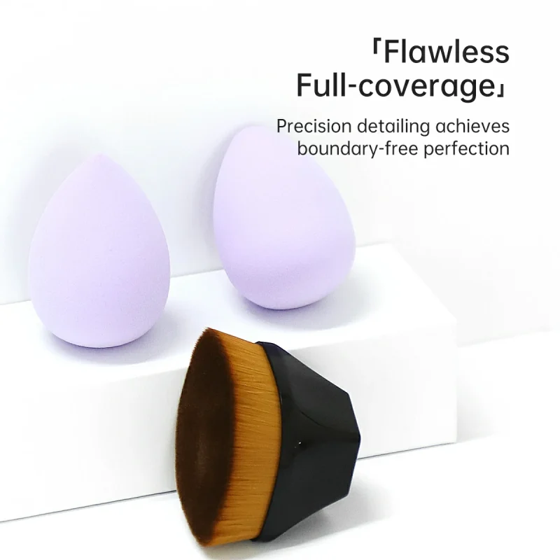 2 + 1 Blending Sponge Plus Powder Brush-Base Makeup Kit- BMS-313 - Image 4