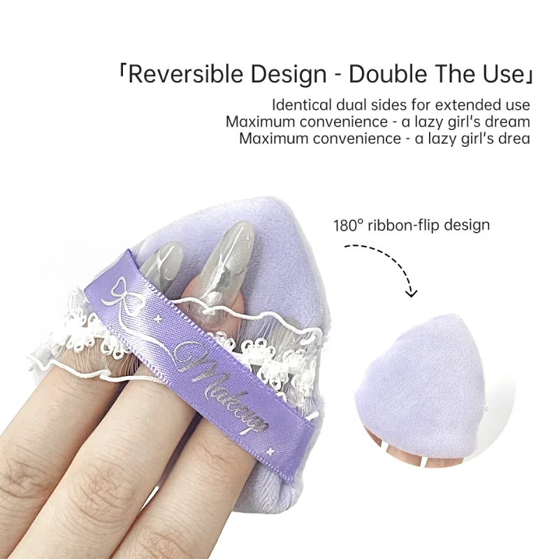 Large Dual-sude Lace-ribbon Setting Powder Puff with A Case- BMS-321 - Image 3