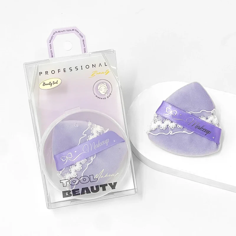 Large Dual-sude Lace-ribbon Setting Powder Puff with A Case- BMS-321