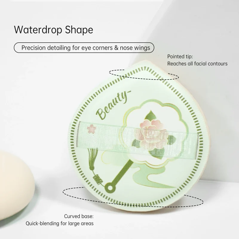 Large Waterdrop Shape Marshmallow Makeup Puff With Storage Case-BMS-141A - Image 2