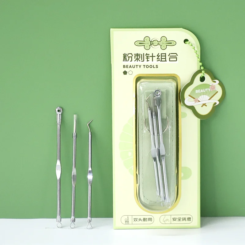 3 in 1 Acne-Blackhead-Pimple-Comedone Extraction Tool Kit-BMS-152