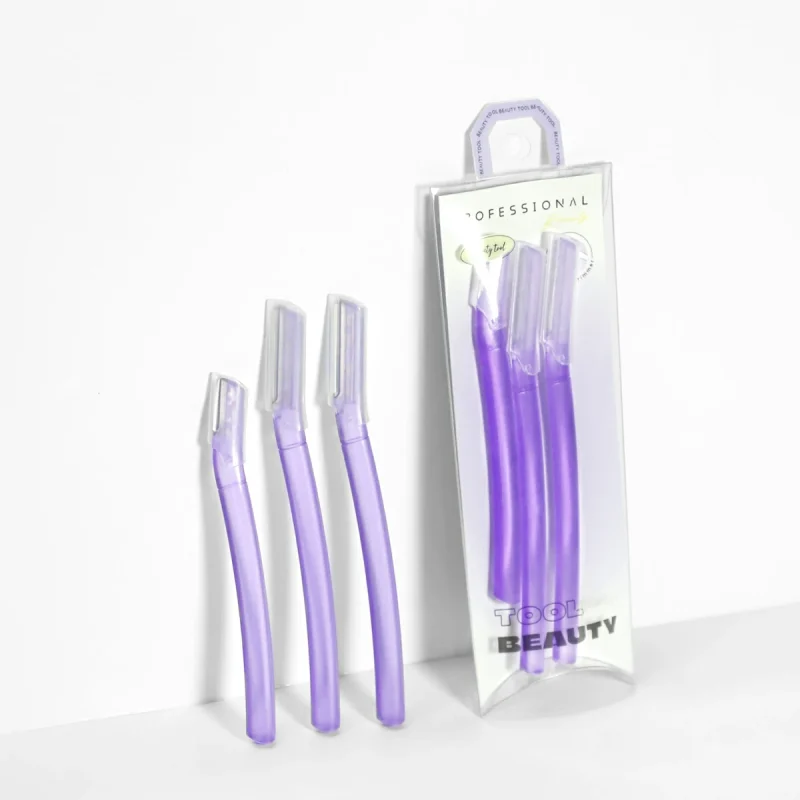 2+1 Safety Straight Handle Brow Razors Kit- BMS-185