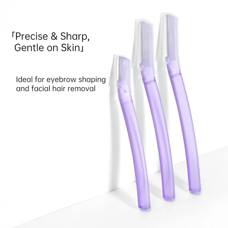 2+1 Safety Straight Handle Brow Razors Kit- BMS-185 - Image 4