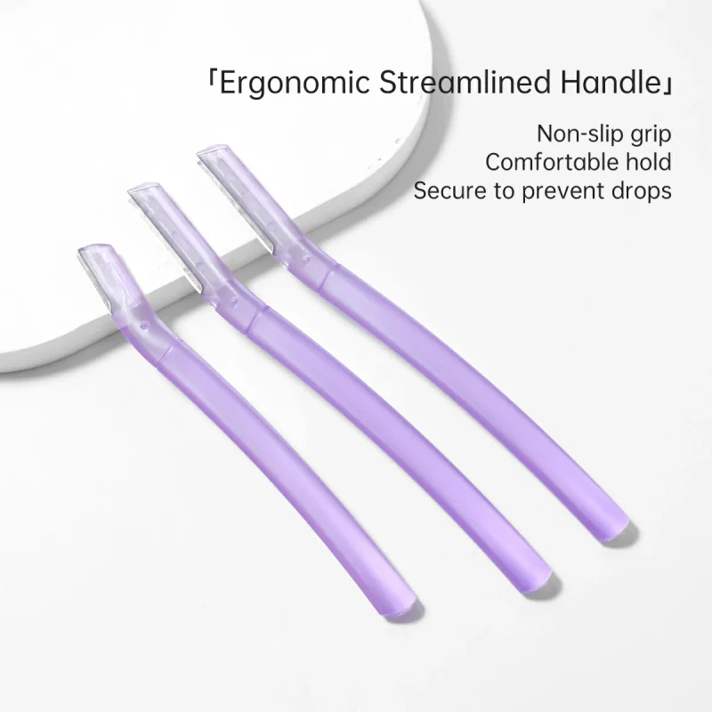 2+1 Safety Straight Handle Brow Razors Kit- BMS-185 - Image 2
