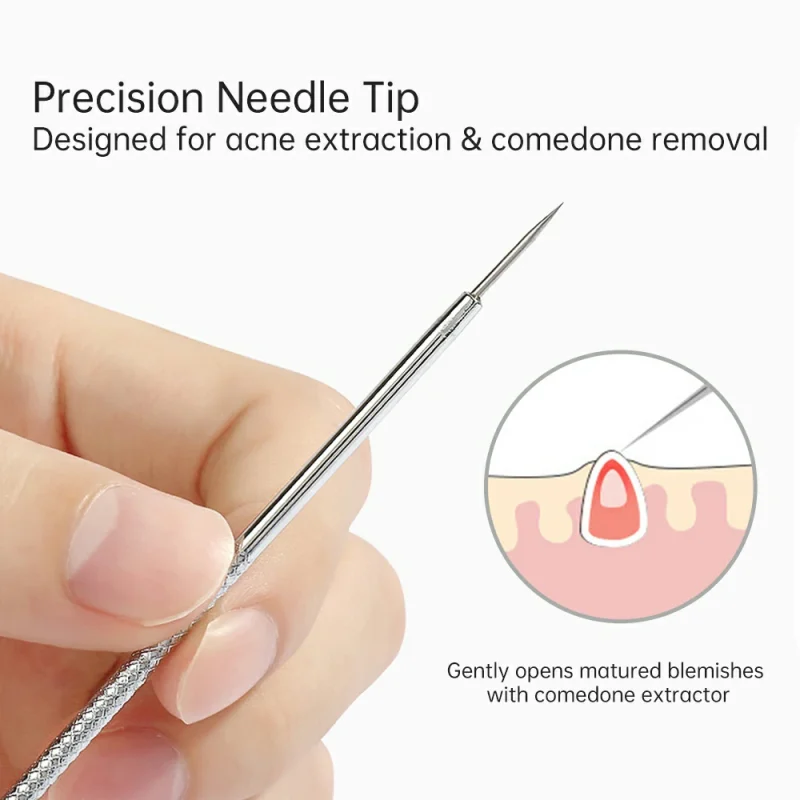 2 in 1 Long & Short Acne-Blackhead-Pimple-Comedone Extraction Kit-BMS-305 - Image 3