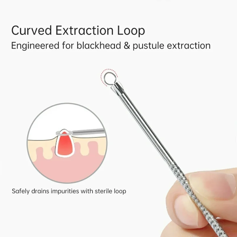 2 in 1 Long & Short Acne-Blackhead-Pimple-Comedone Extraction Kit-BMS-305 - Image 2