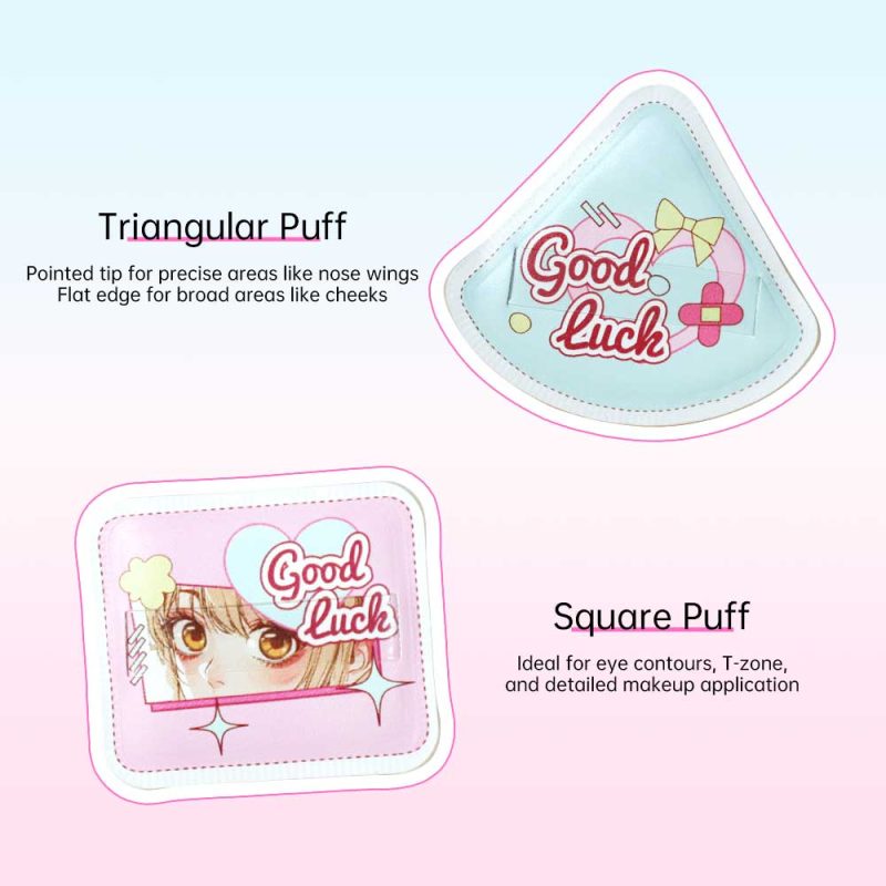 2 in 1 Triangle & Square Marshmallow Makeup Puff Kit-BMS-341 - Image 2