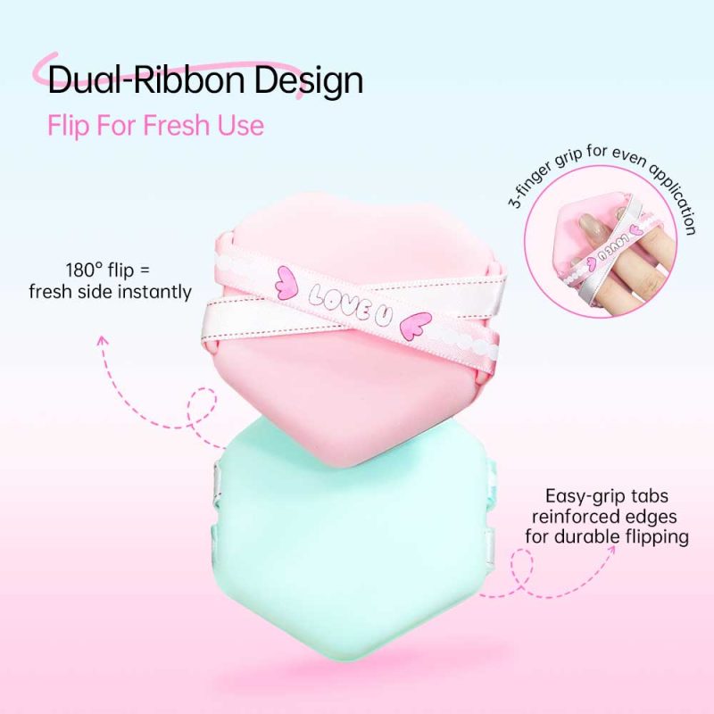 2 in 1 Hydrophilic Dual-side Dual-ribbon Cushion Puff Bundle-BMS-354 - Image 3