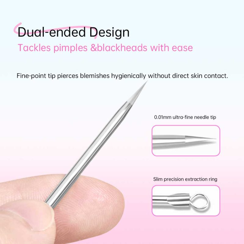3+1 Acne Blackhead Pimple Comedone Extraction Tool Kit With Leather Case-BMS-371 - Image 3