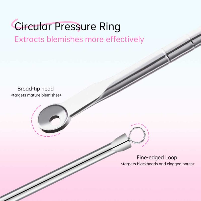 3+1 Acne Blackhead Pimple Comedone Extraction Tool Kit With Leather Case-BMS-371 - Image 2