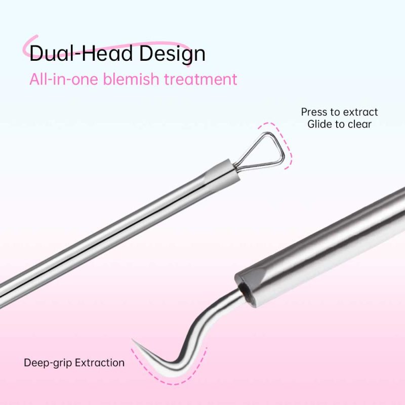 3+1 Acne Blackhead Pimple Comedone Extraction Tool Kit With Leather Case-BMS-371 - Image 4