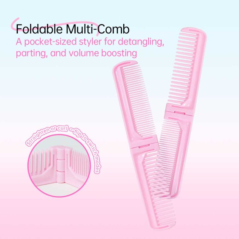 3 in 1 Self-grip Hair Volumizing Roller & Sectioning Clip & Folding Comb Kit-BMS-379 - Image 2